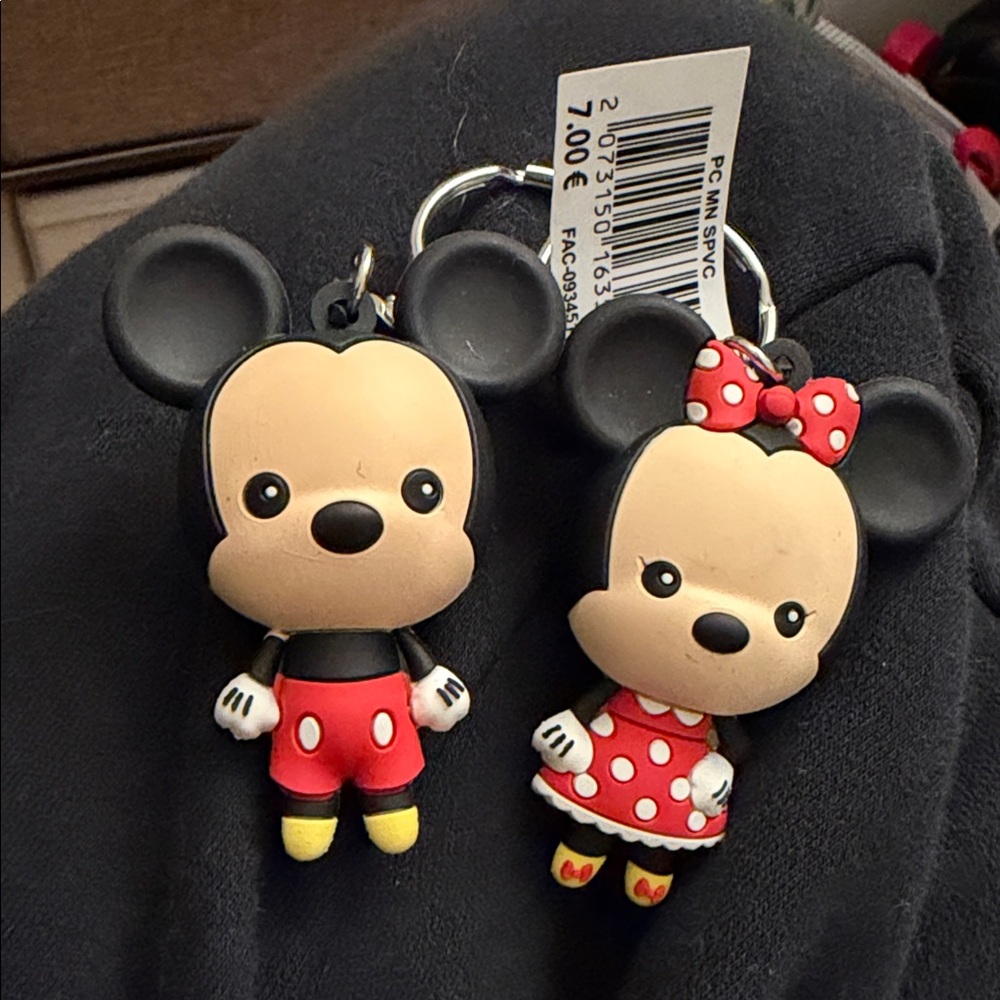 Disney Mickey and Minnie Mouse Keychains - Black, Red, Yellow
